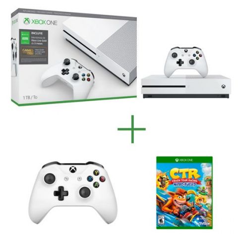 CONSOLA XBOX ONE S 1TB 2 CONTROLES / CRASH TEAM RACING