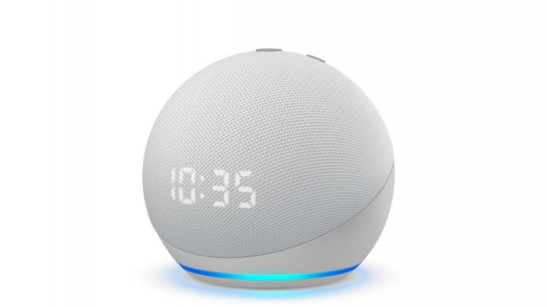 AMAZON ECHO DOT 4TA GENERACION CON RELOJ GLACIER WHITE