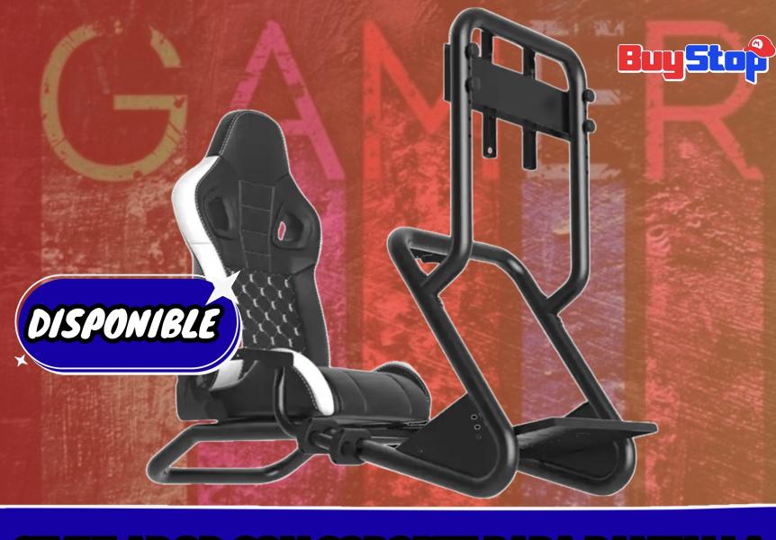 SOPORTE SIMULADOR DE CARRERAS CON BUTACA Y SOPORTE PANTALLA